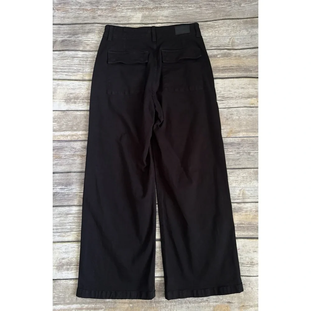 Pistola Sophia Wide Leg Utility Ankle Pant Black Crop Stretch Cotton Cropped 26 - Picture 6 of 7